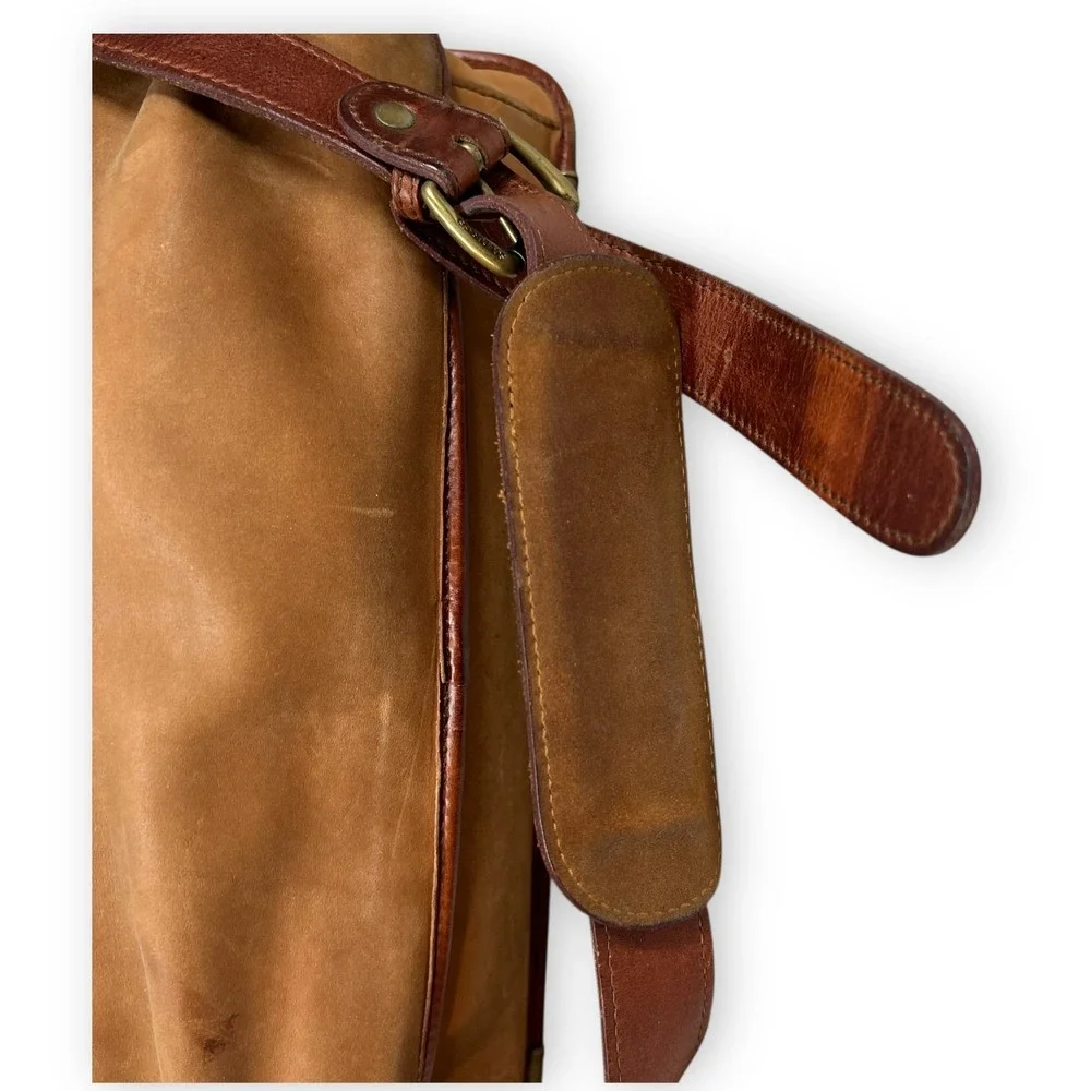 VTG Timberland Briefcase Men Tan Leathe USA Made Gorpcore Messenger Bag Heritage